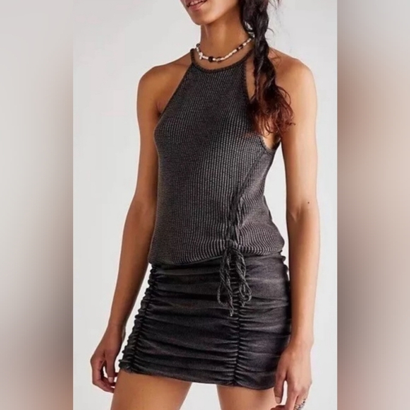 Free People Dresses & Skirts - Free People Stretchy Elegant Gray Ruched Dress